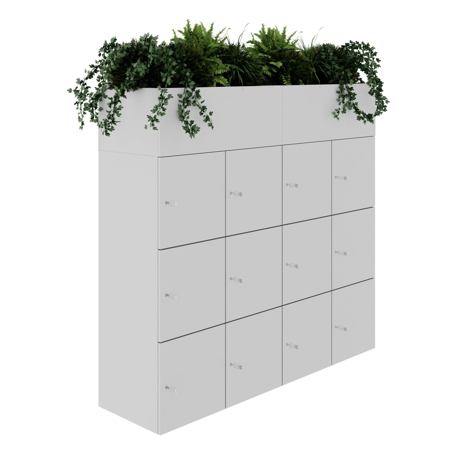 CHOICE Spind | 1800 x 1704 mm, 12 Schliessfächer, Blumenkästen, Perlgrau