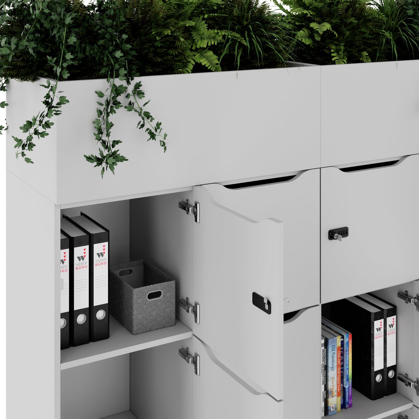 CHOICE Spind | 1800 x 1704 mm, 12 Schliessfächer, Blumenkästen, Perlgrau