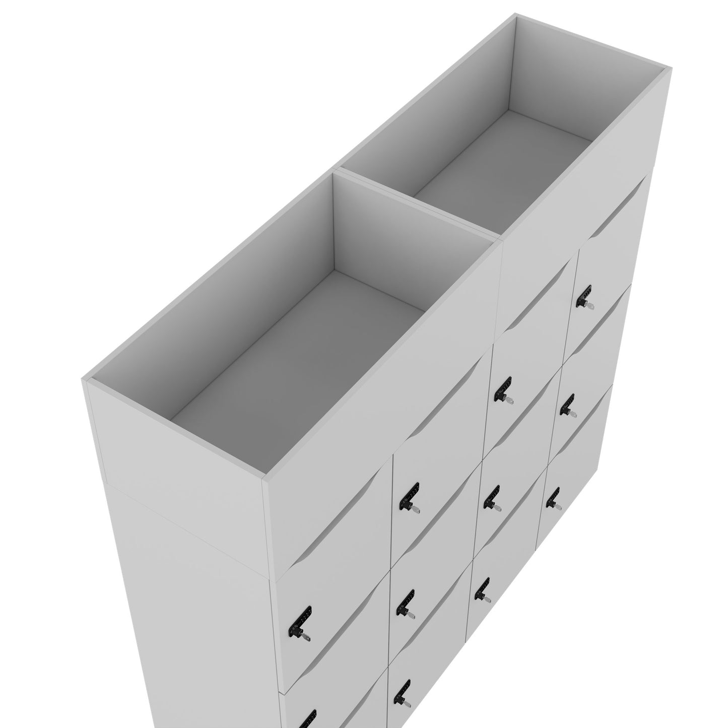 CHOICE Spind | 1800 x 1704 mm, 12 Schliessfächer, Blumenkästen, Perlgrau