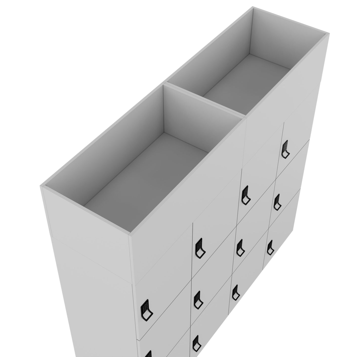 CHOICE Spind | 1800 x 1704 mm, 12 Schliessfächer, Blumenkästen, Perlgrau