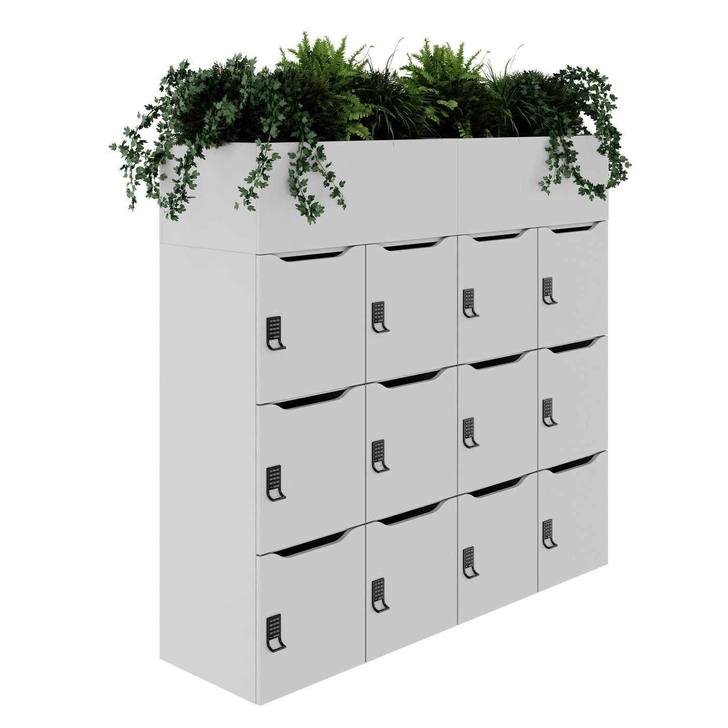 CHOICE Spind | 1800 x 1704 mm, 12 Schliessfächer, Blumenkästen, Perlgrau