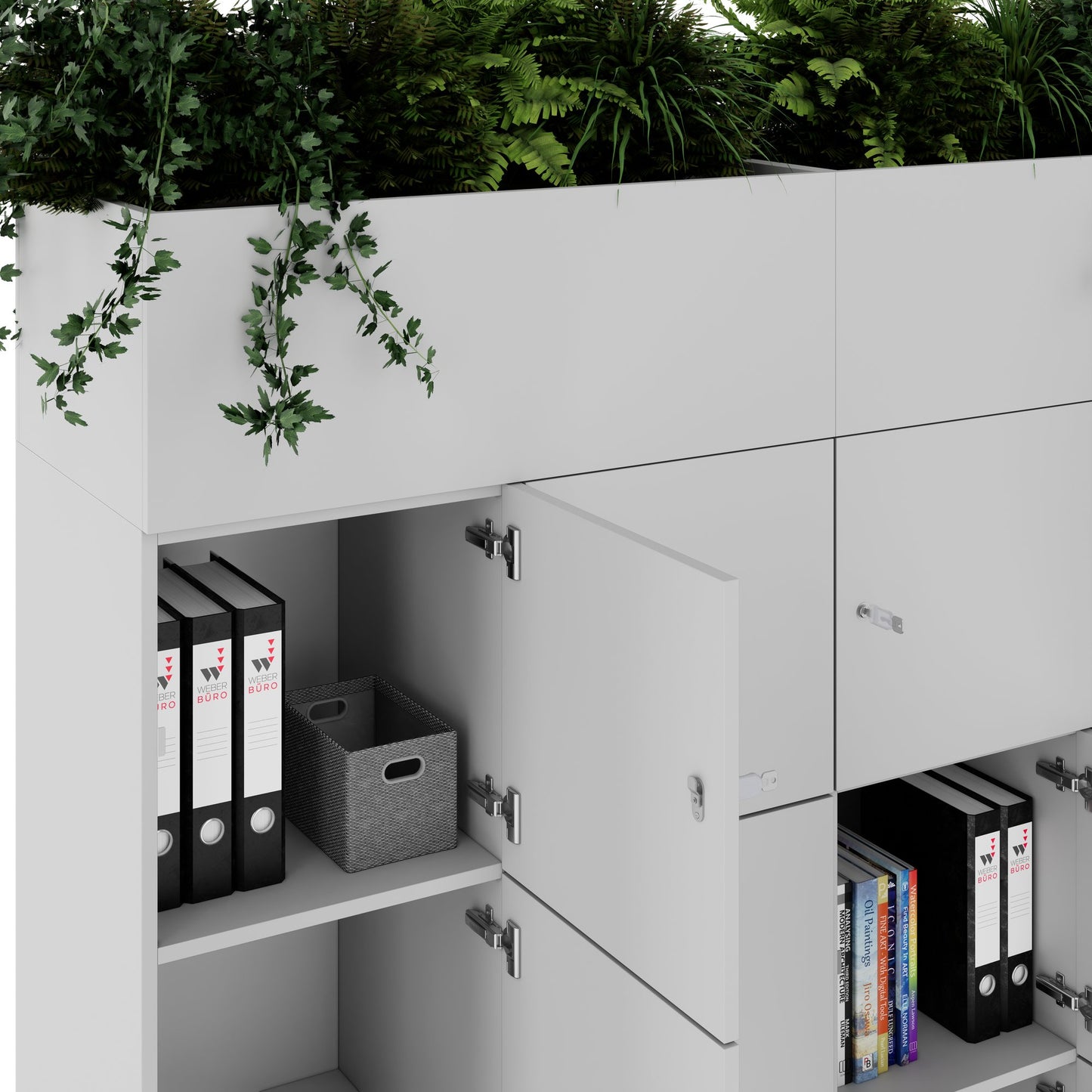 CHOICE Spind | 1800 x 1704 mm, 12 Schliessfächer, Blumenkästen, Perlgrau