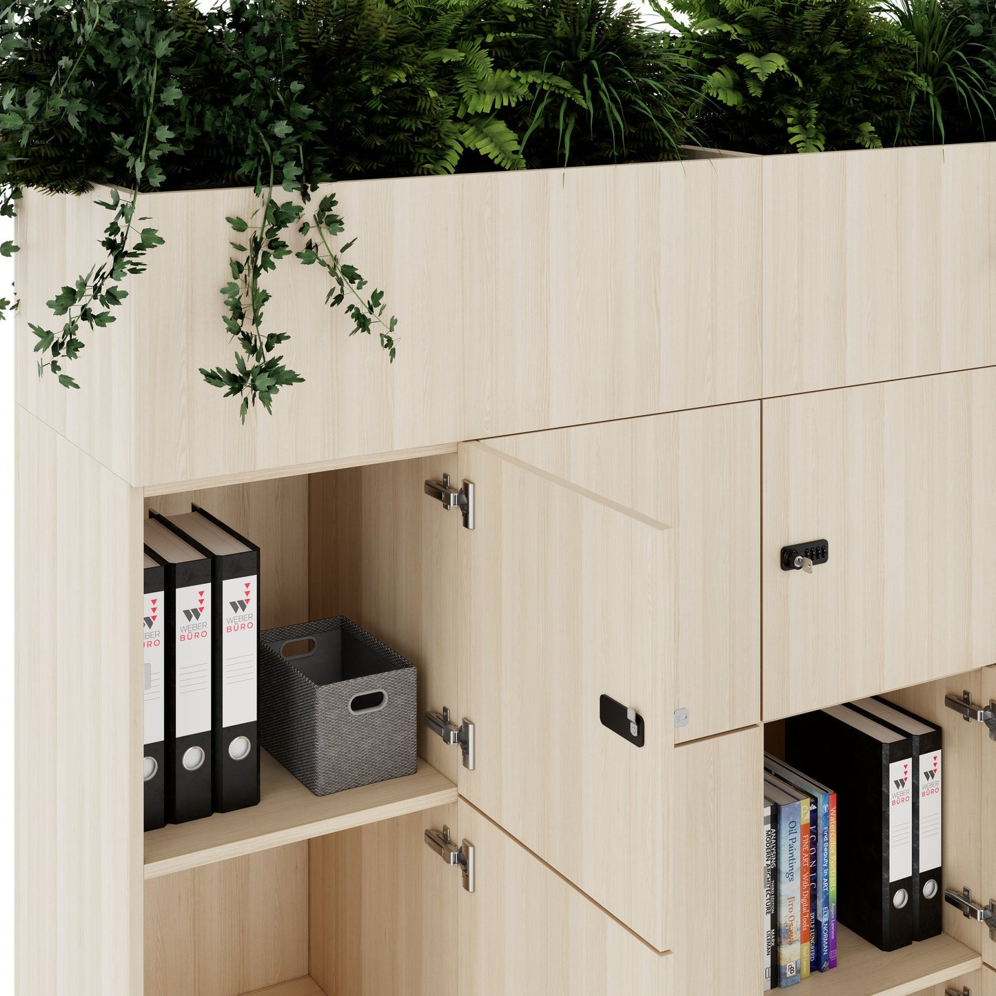 CHOICE Spind | 1800 x 1704 mm, 12 Schliessfächer, Blumenkästen, Sandesche