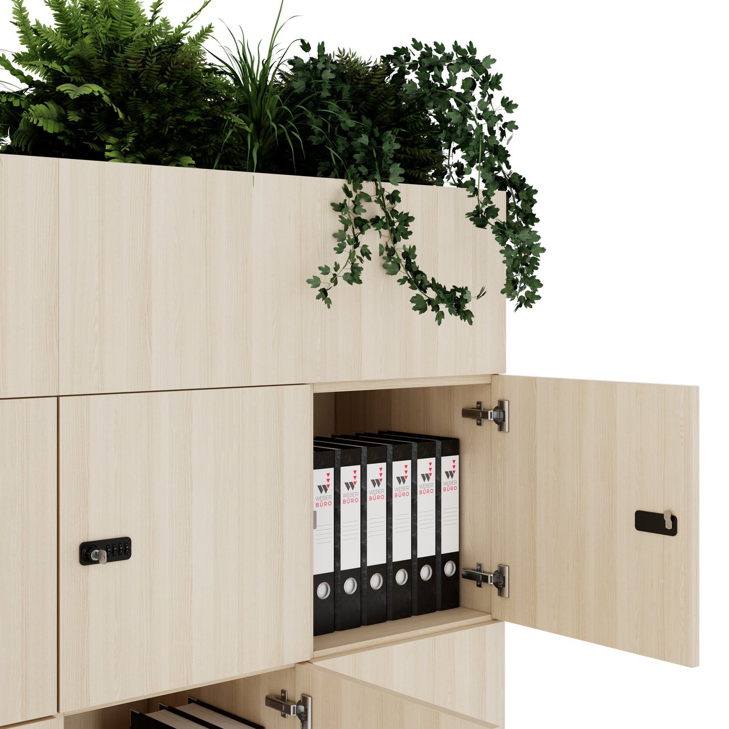 CHOICE Spind | 1800 x 1704 mm, 12 Schliessfächer, Blumenkästen, Sandesche