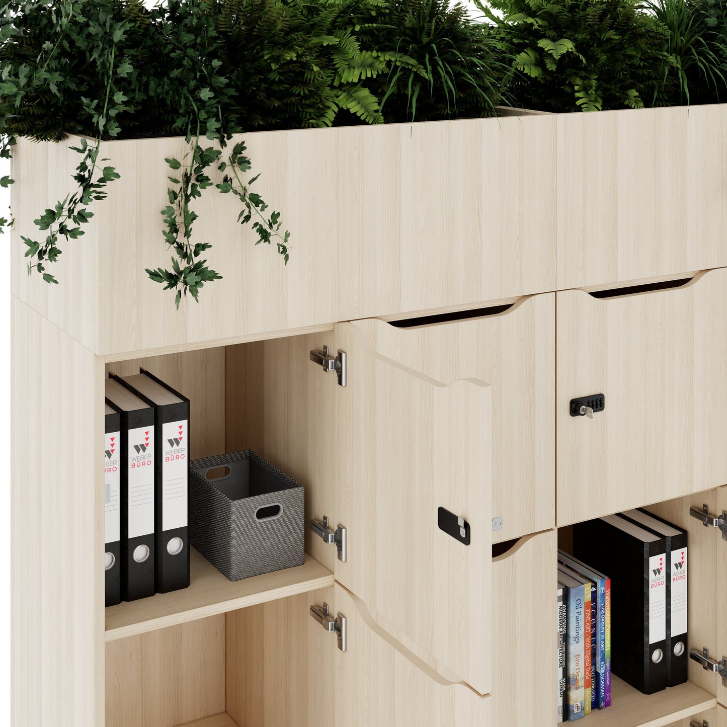 CHOICE Spind | 1800 x 1704 mm, 12 Schliessfächer, Blumenkästen, Sandesche