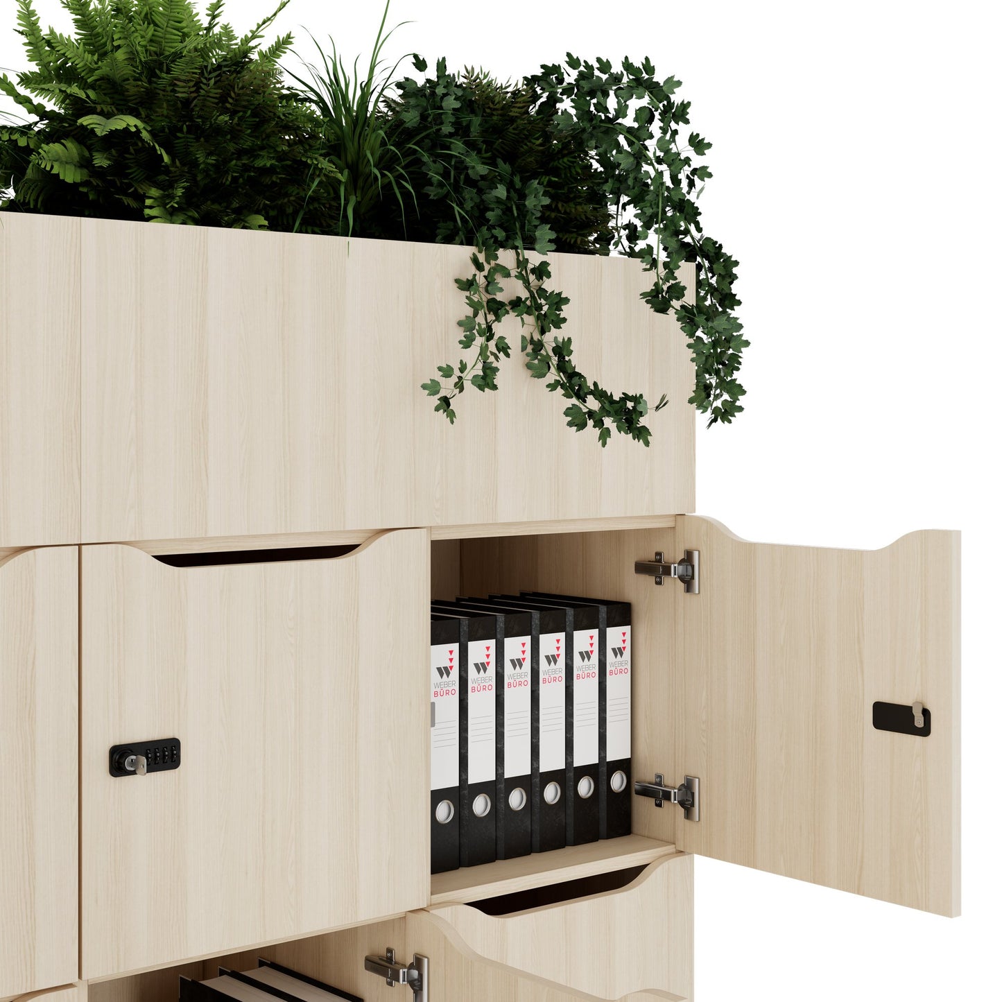 CHOICE Spind | 1800 x 1704 mm, 12 Schliessfächer, Blumenkästen, Sandesche