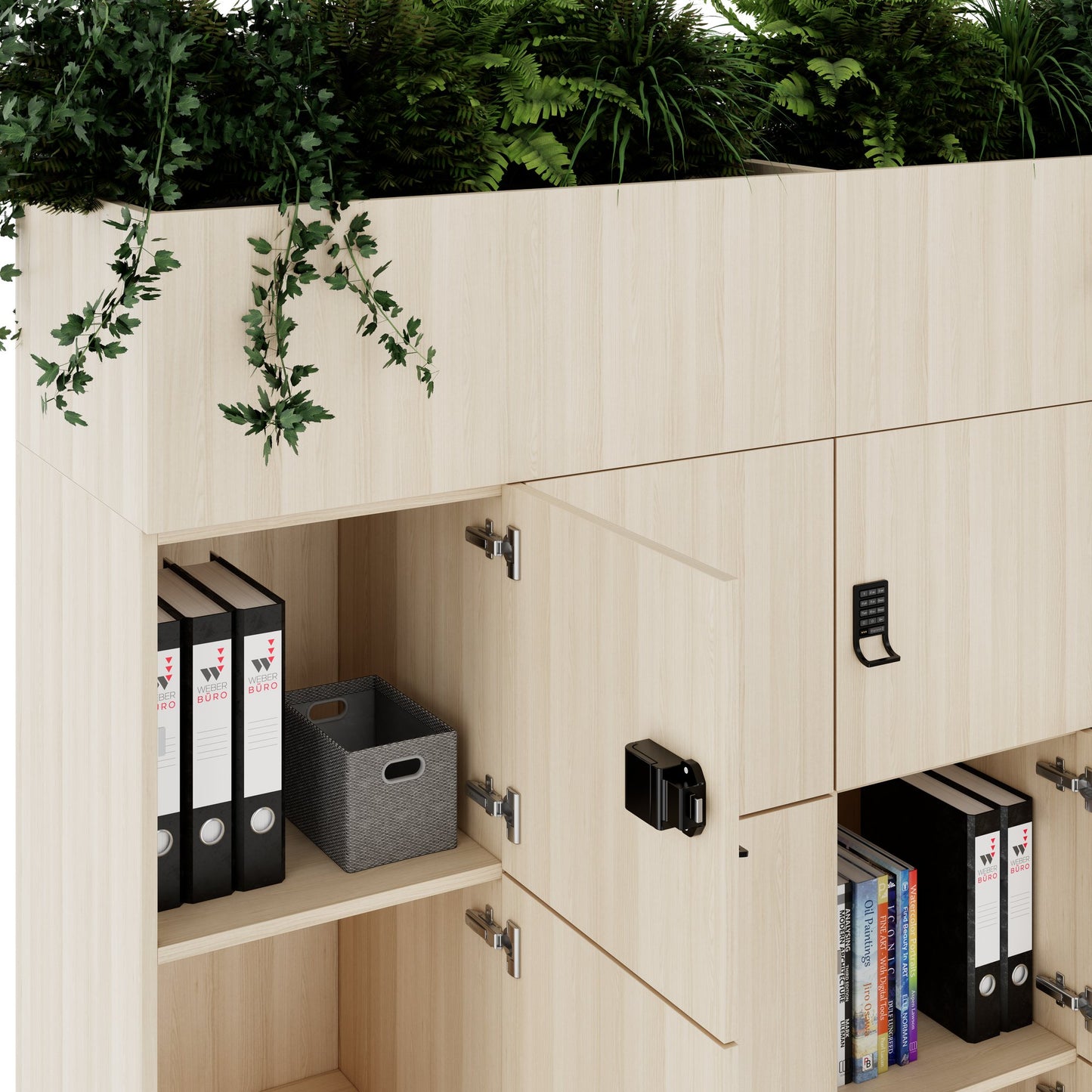 CHOICE Spind | 1800 x 1704 mm, 12 Schliessfächer, Blumenkästen, Sandesche