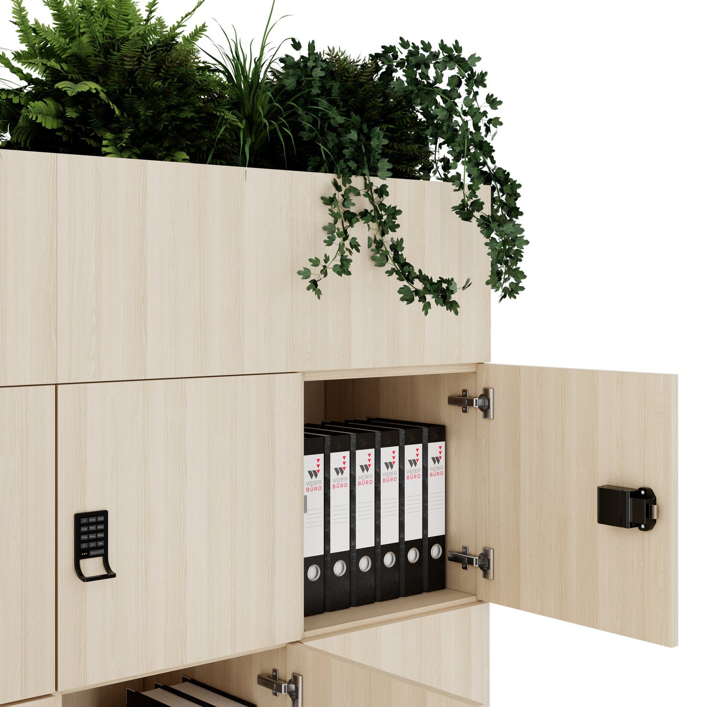 CHOICE Spind | 1800 x 1704 mm, 12 Schliessfächer, Blumenkästen, Sandesche