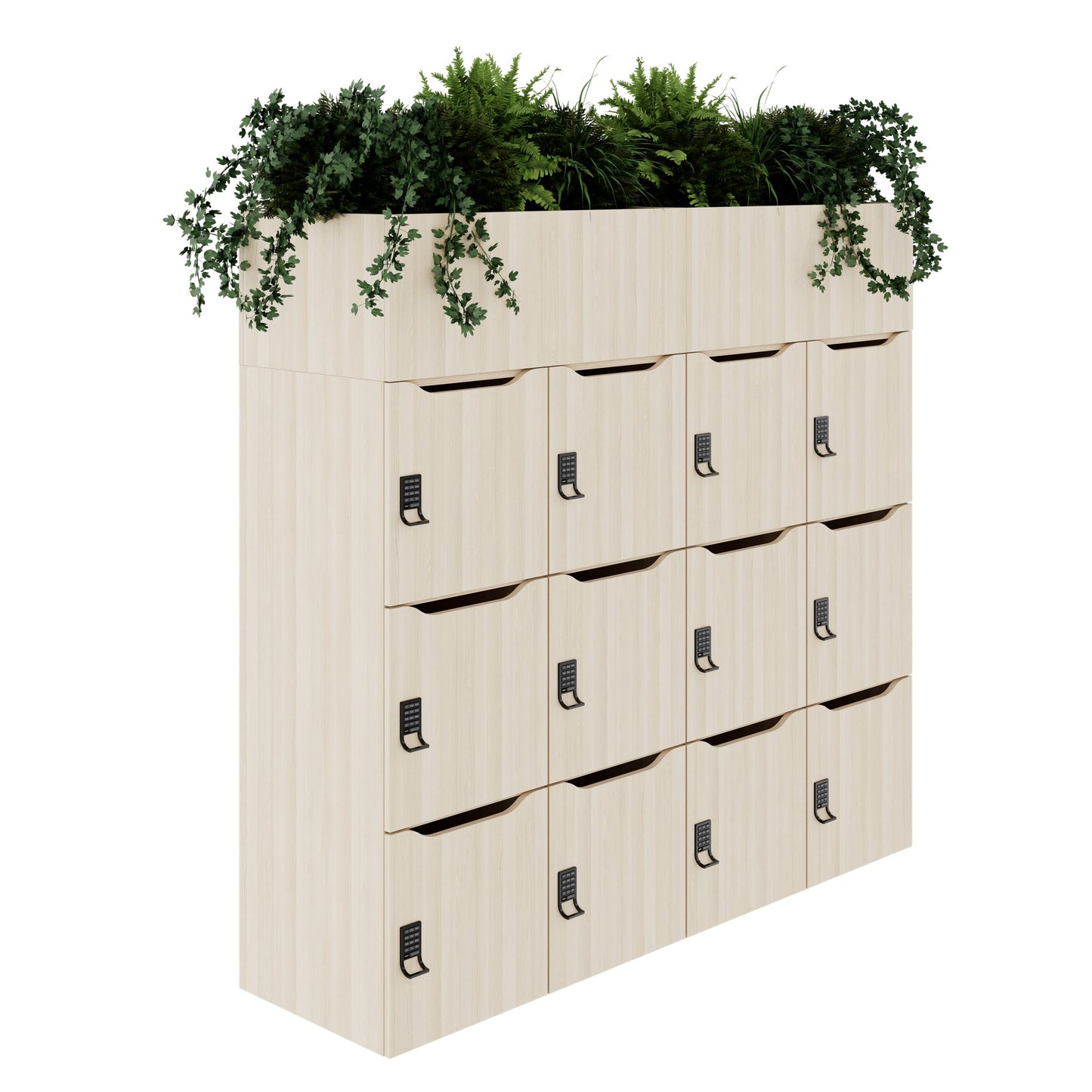 CHOICE Spind | 1800 x 1704 mm, 12 Schliessfächer, Blumenkästen, Sandesche