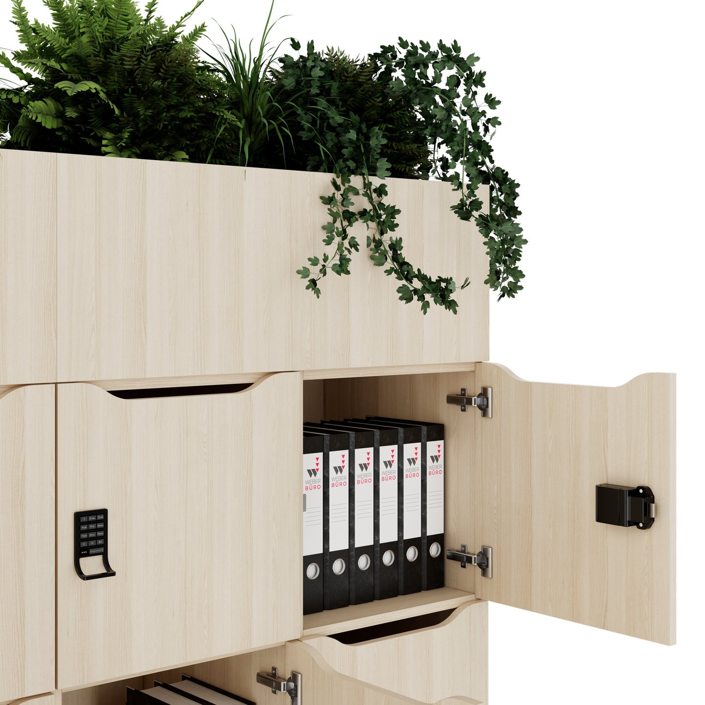 CHOICE Spind | 1800 x 1704 mm, 12 Schliessfächer, Blumenkästen, Sandesche