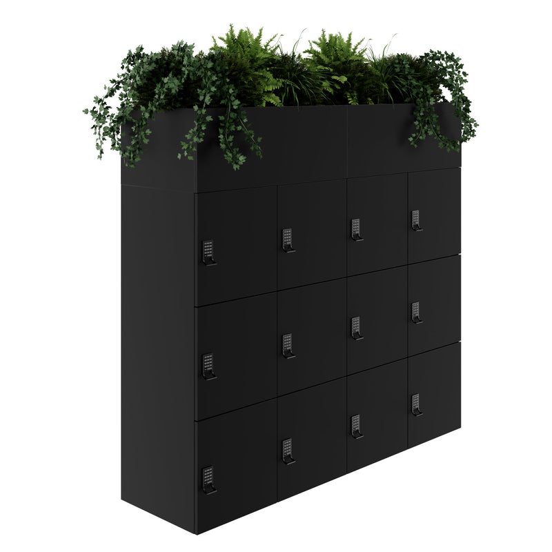 CHOICE Spind | 1800 x 1704 mm, 12 Schließfächer, Blumenkästen, Schwarz - 1 Main Image