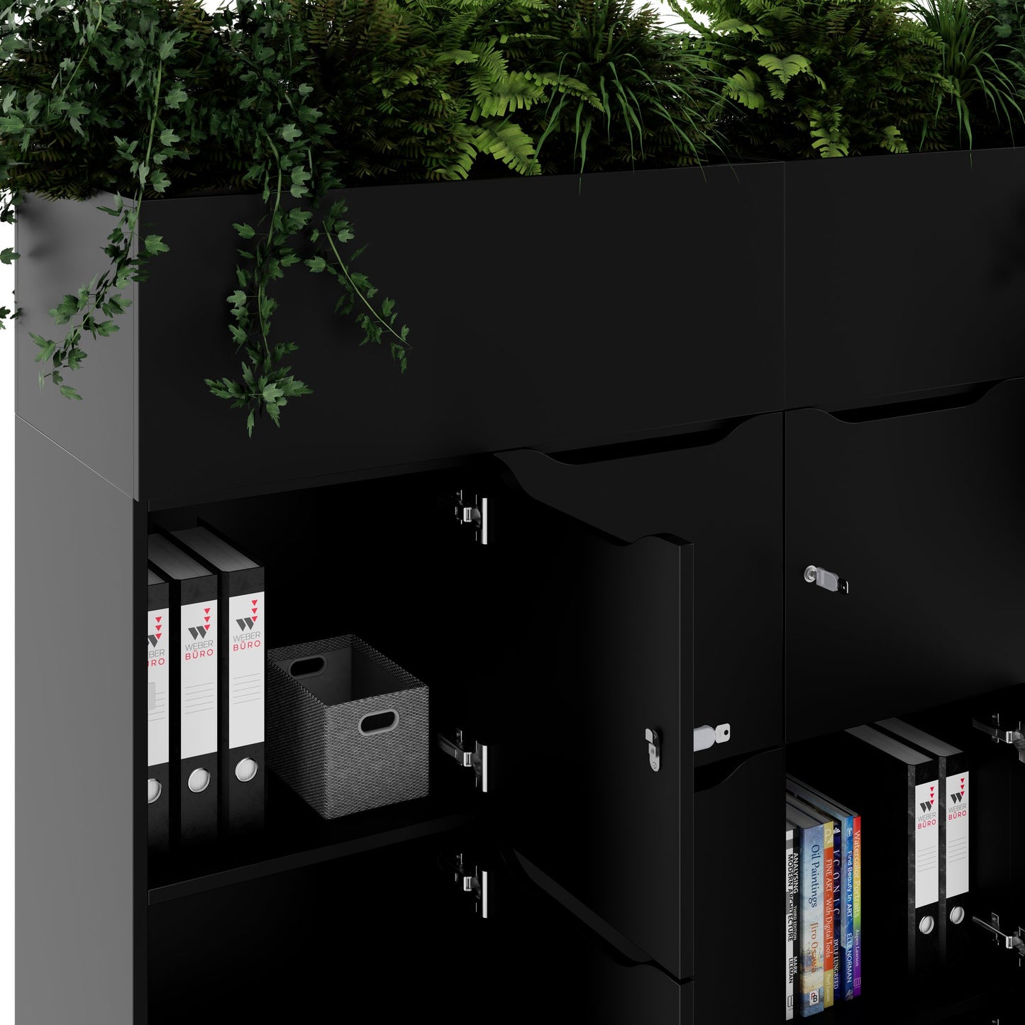 CHOICE Spind | 1800 x 1704 mm, 12 Schließfächer, Blumenkästen, Schwarz