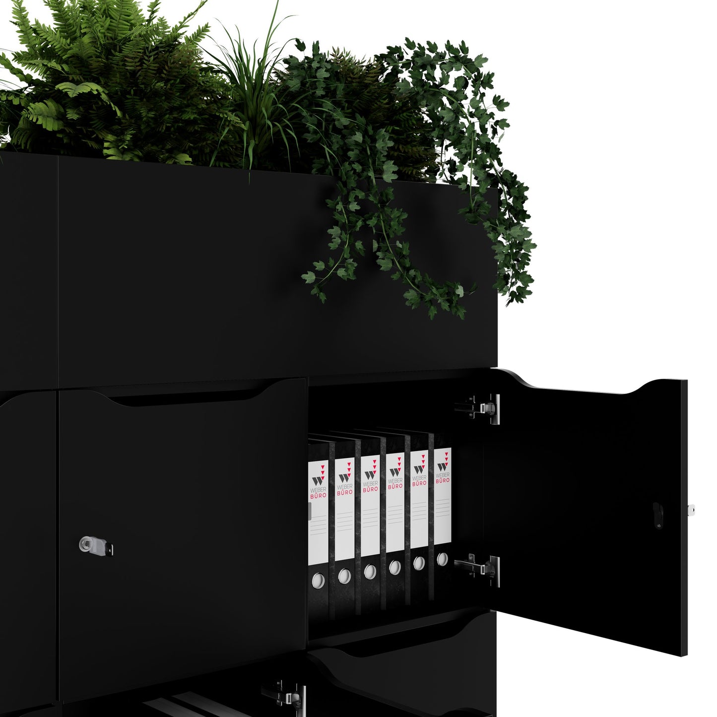 CHOICE Spind | 1800 x 1704 mm, 12 Schließfächer, Blumenkästen, Schwarz