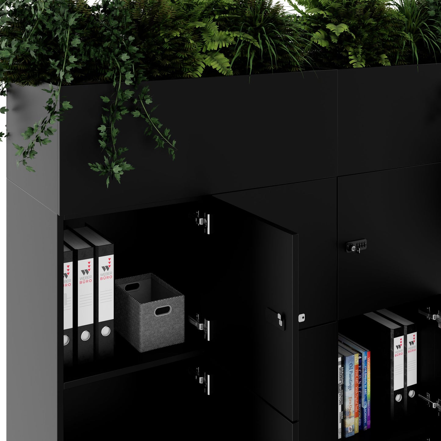 CHOICE Spind | 1800 x 1704 mm, 12 Schließfächer, Blumenkästen, Schwarz