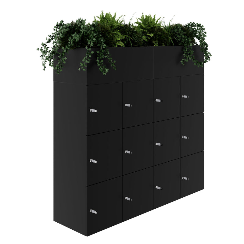 CHOICE Spind | 1800 x 1704 mm, 12 Schließfächer, Blumenkästen, Schwarz - 3 Main Image
