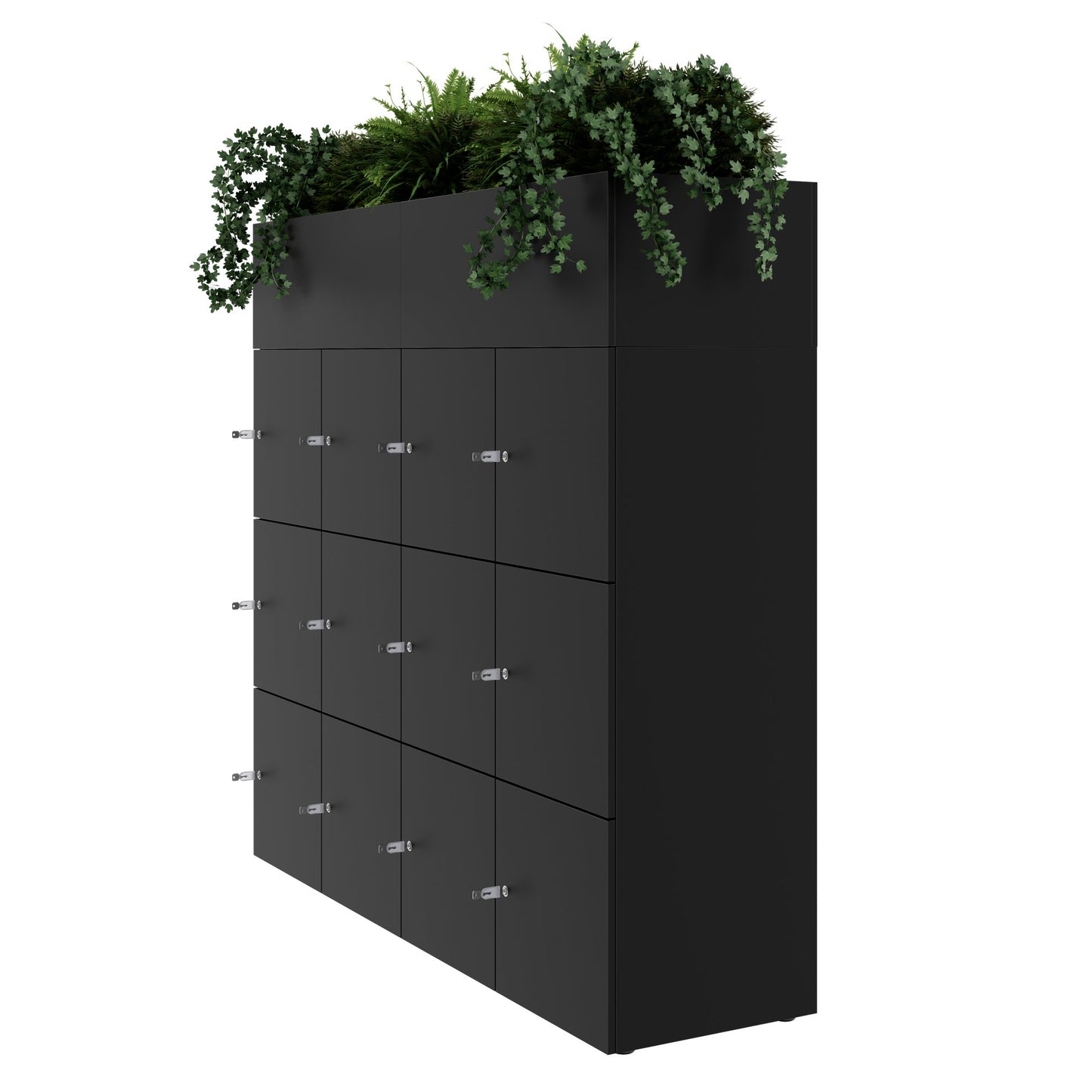 CHOICE Spind | 1800 x 1704 mm, 12 Schließfächer, Blumenkästen, Schwarz