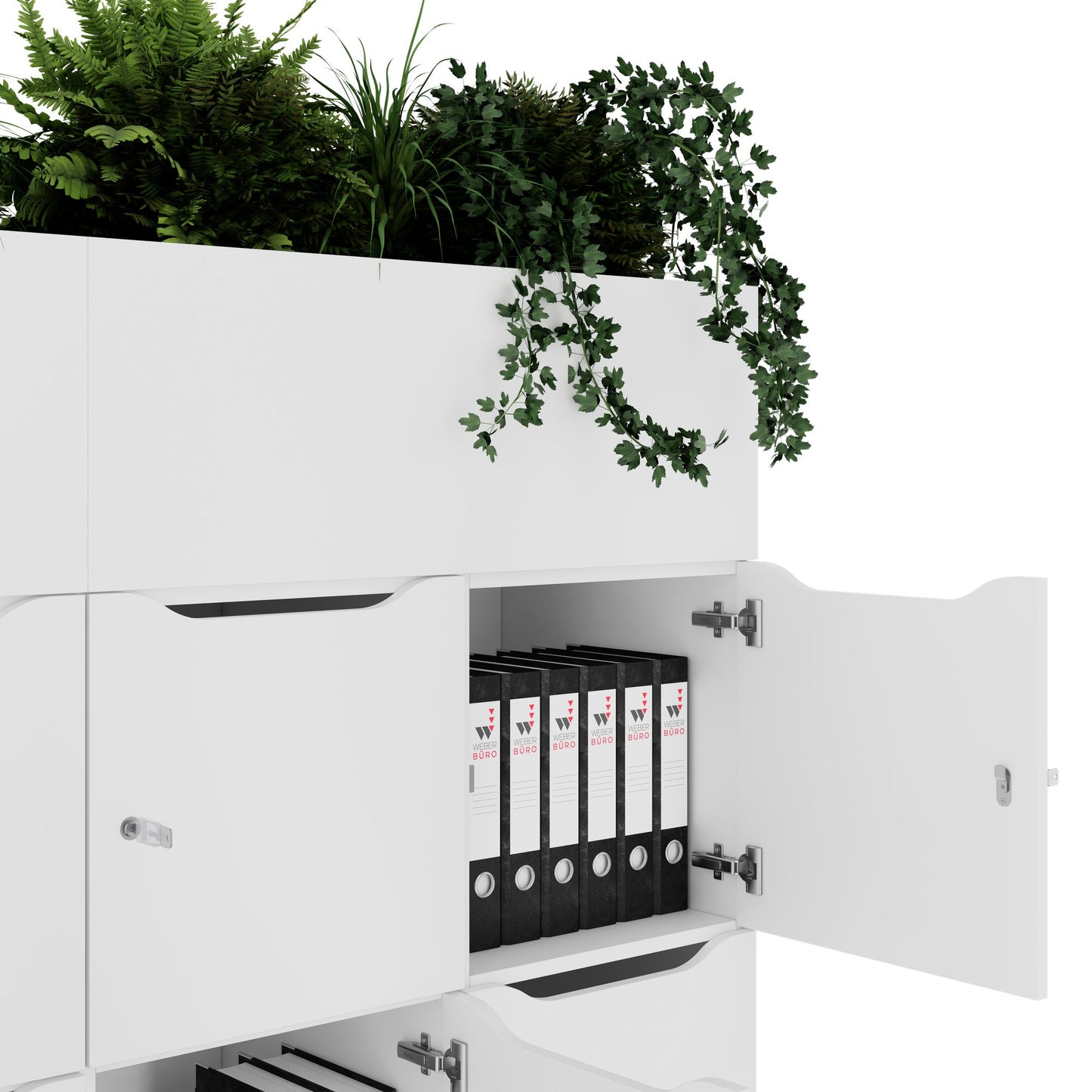 CHOICE Spind | 1800 x 1704 mm, 12 Schliessfächer, Blumenkästen, Weiss