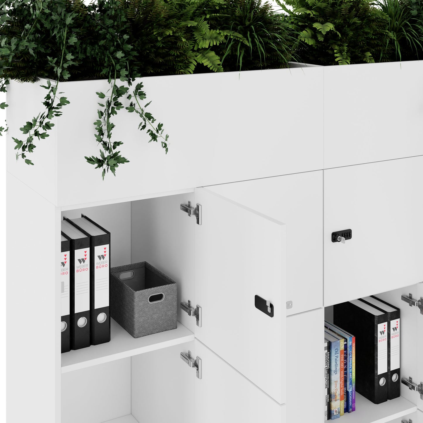 CHOICE Spind | 1800 x 1704 mm, 12 Schliessfächer, Blumenkästen, Weiss