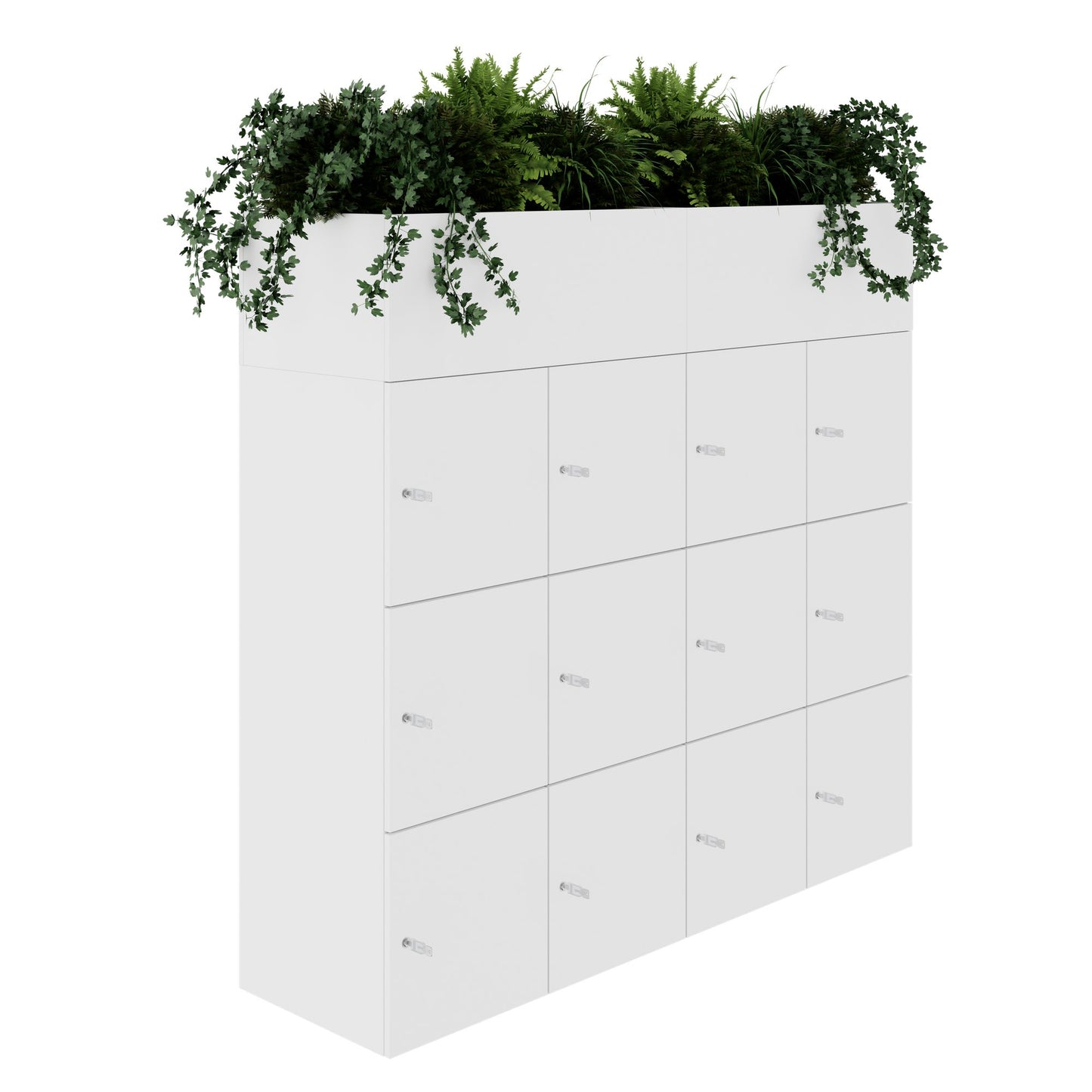 CHOICE Spind | 1800 x 1704 mm, 12 Schliessfächer, Blumenkästen, Weiss