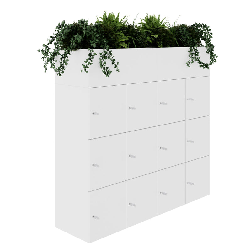 CHOICE Spind | 1800 x 1704 mm, 12 Schließfächer, Blumenkästen, Weiß - 1 Main Image