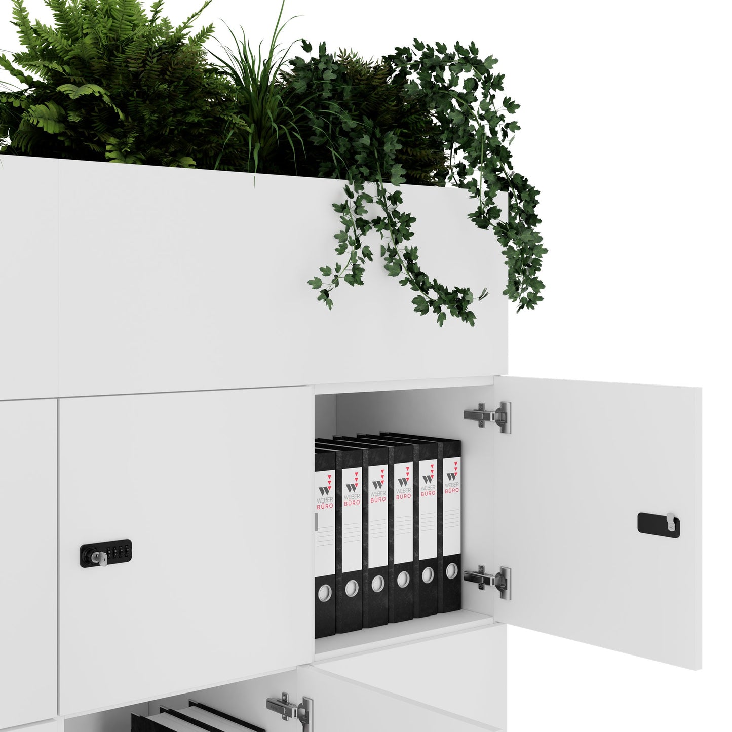 CHOICE Spind | 1800 x 1704 mm, 12 Schliessfächer, Blumenkästen, Weiss