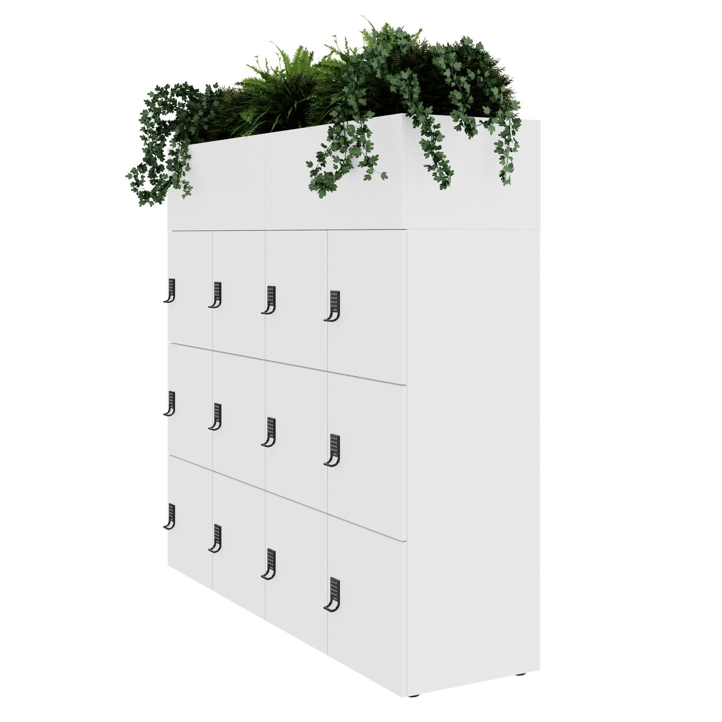 CHOICE Spind | 1800 x 1704 mm, 12 Schliessfächer, Blumenkästen, Weiss