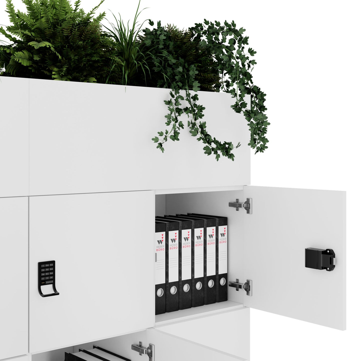 CHOICE Spind | 1800 x 1704 mm, 12 Schliessfächer, Blumenkästen, Weiss