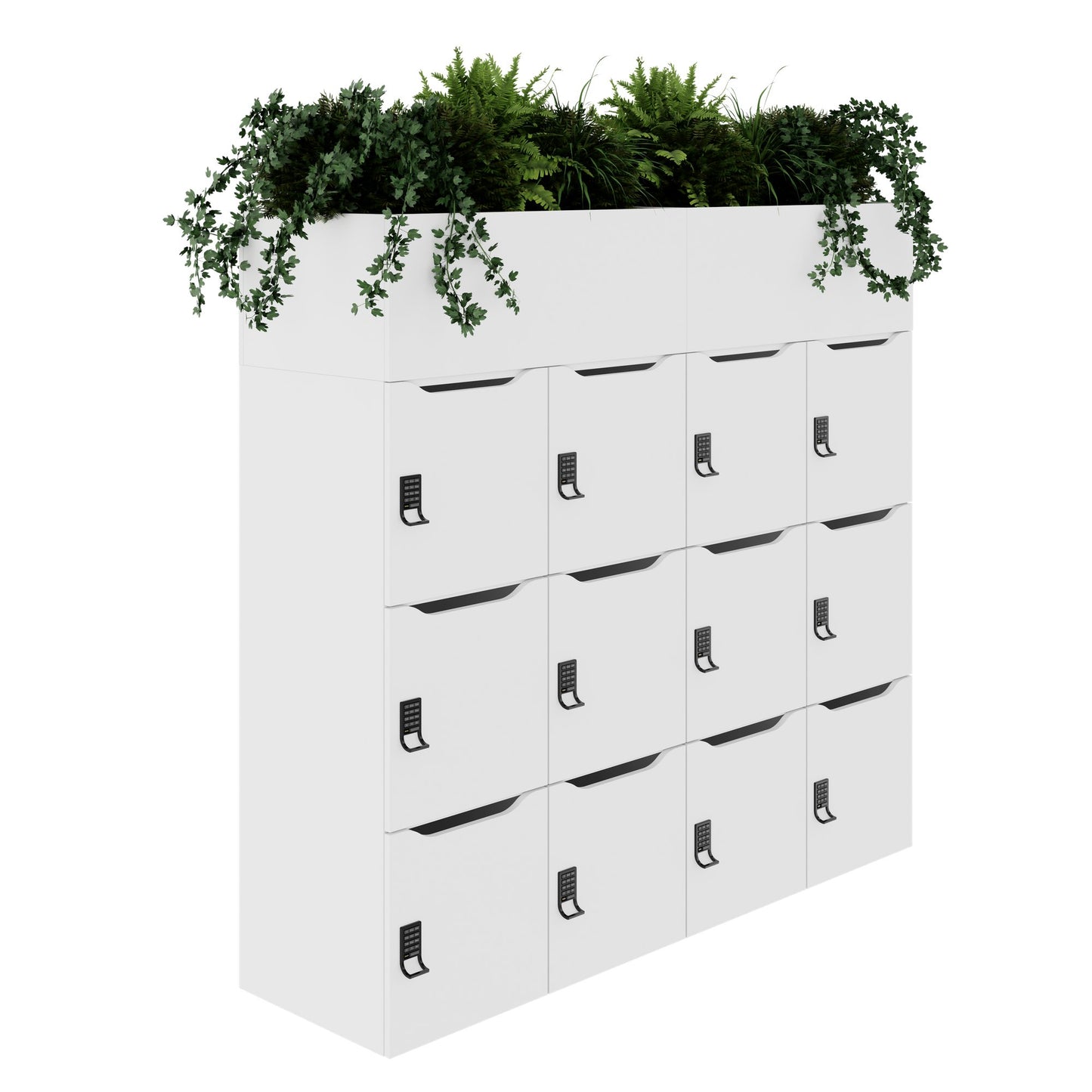 CHOICE Spind | 1800 x 1704 mm, 12 Schliessfächer, Blumenkästen, Weiss