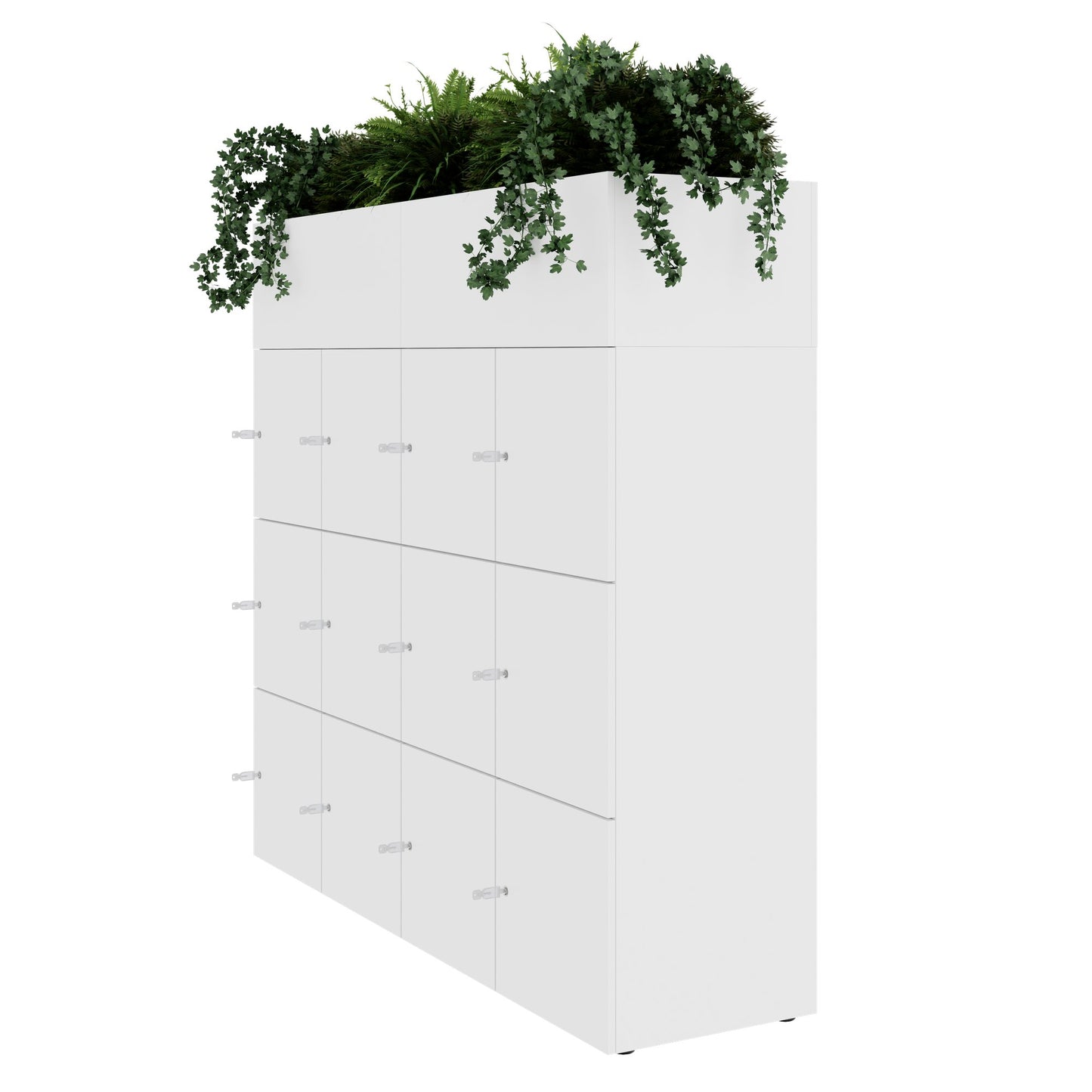 CHOICE Spind | 1800 x 1704 mm, 12 Schliessfächer, Blumenkästen, Weiss