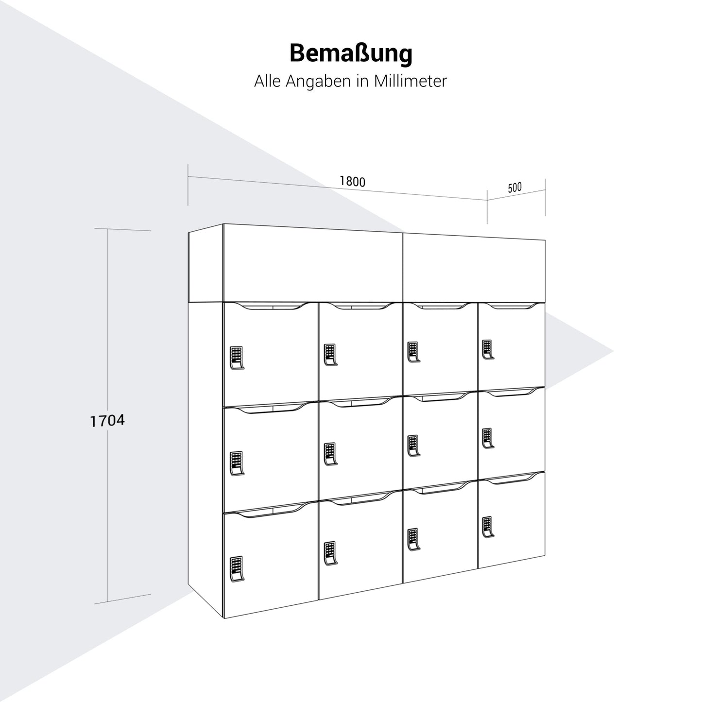 CHOICE Spind | 1800 x 1704 mm, 12 Schliessfächer, Blumenkästen, Weiss