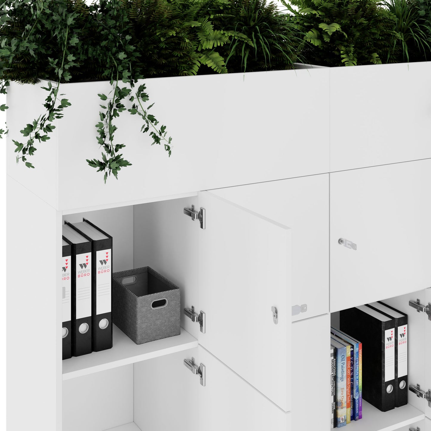 CHOICE Spind | 1800 x 1704 mm, 12 Schliessfächer, Blumenkästen, Weiss