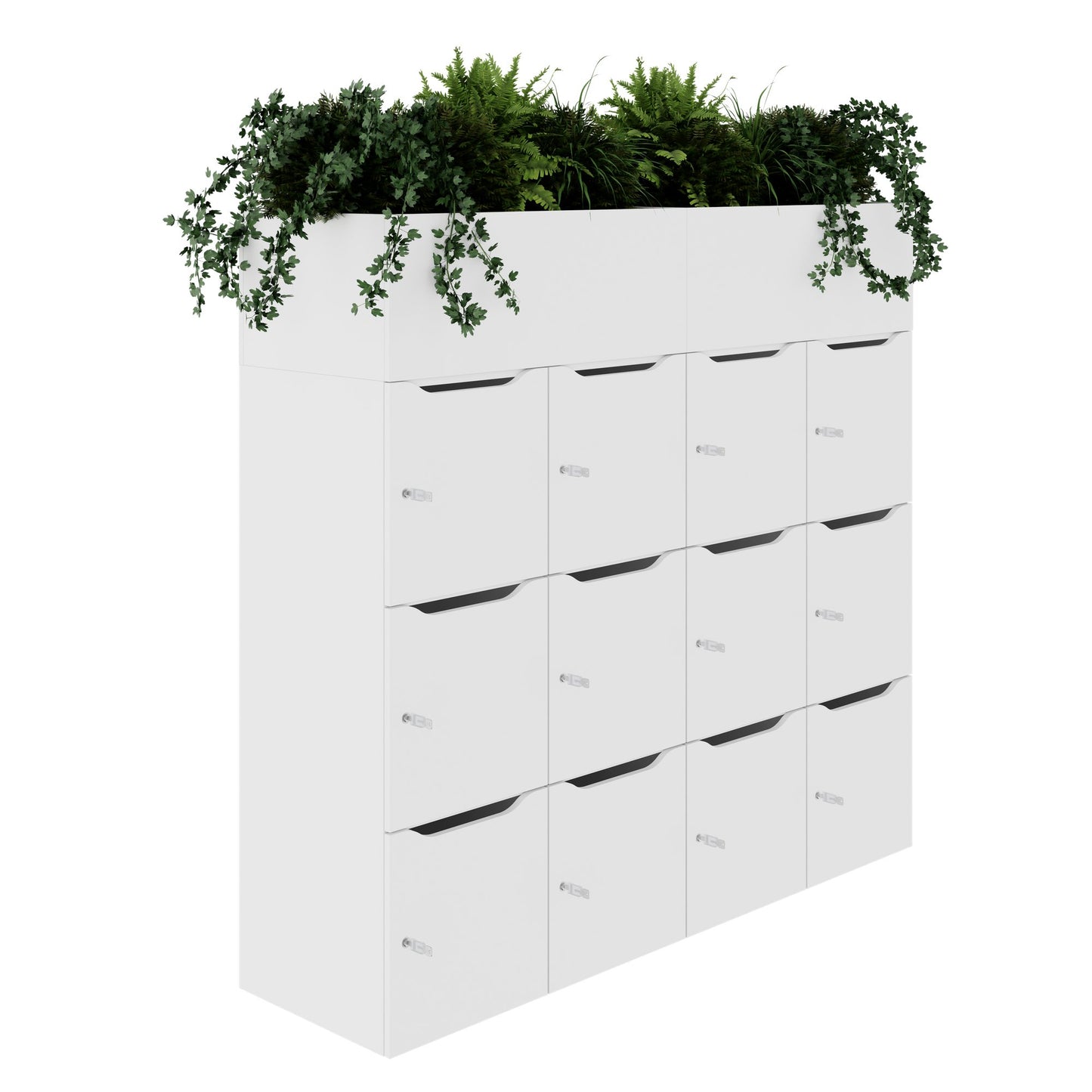 CHOICE Spind | 1800 x 1704 mm, 12 Schliessfächer, Blumenkästen, Weiss