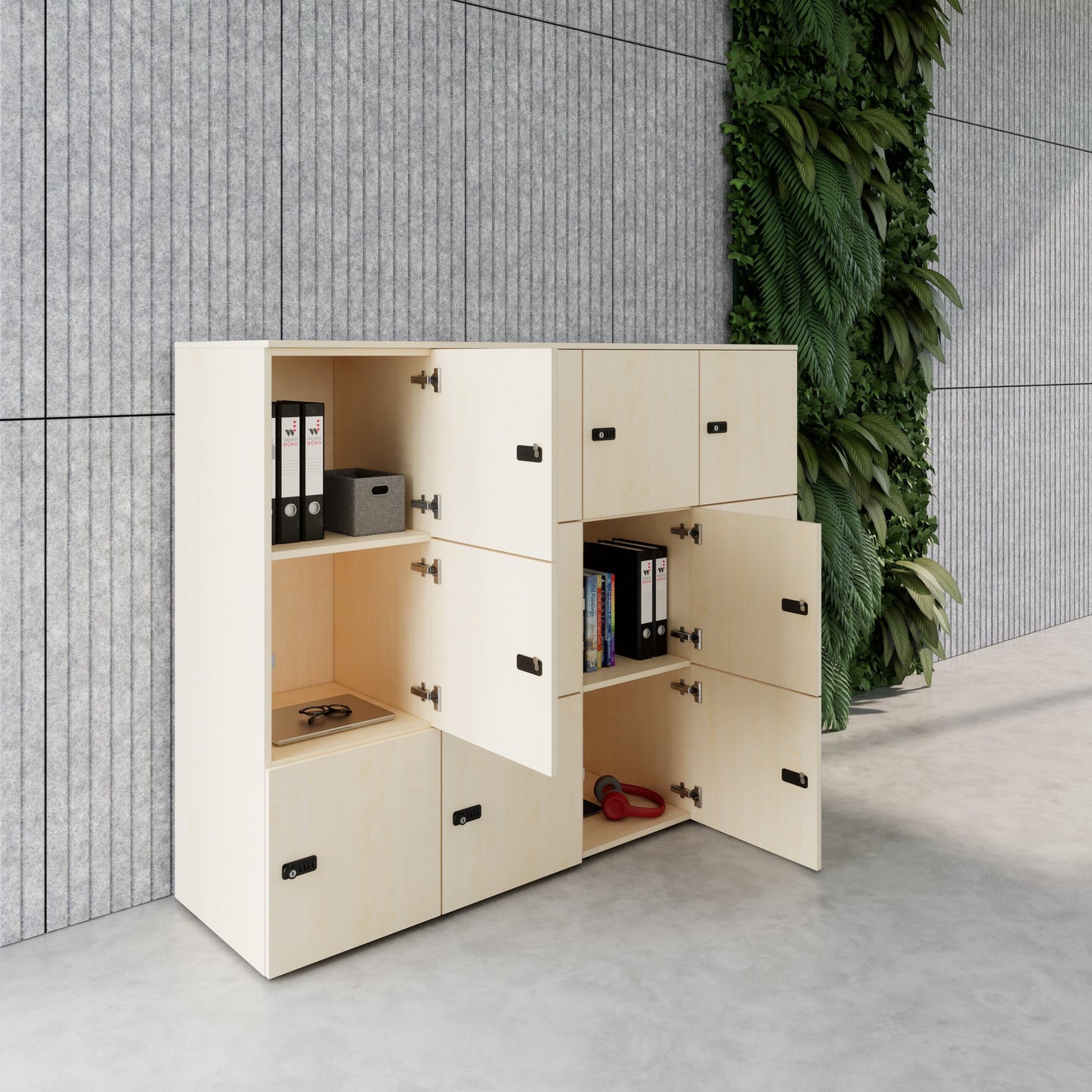 CHOICE Spind | 1804 x 1386 mm, 12 Schließfächer, Ahorn