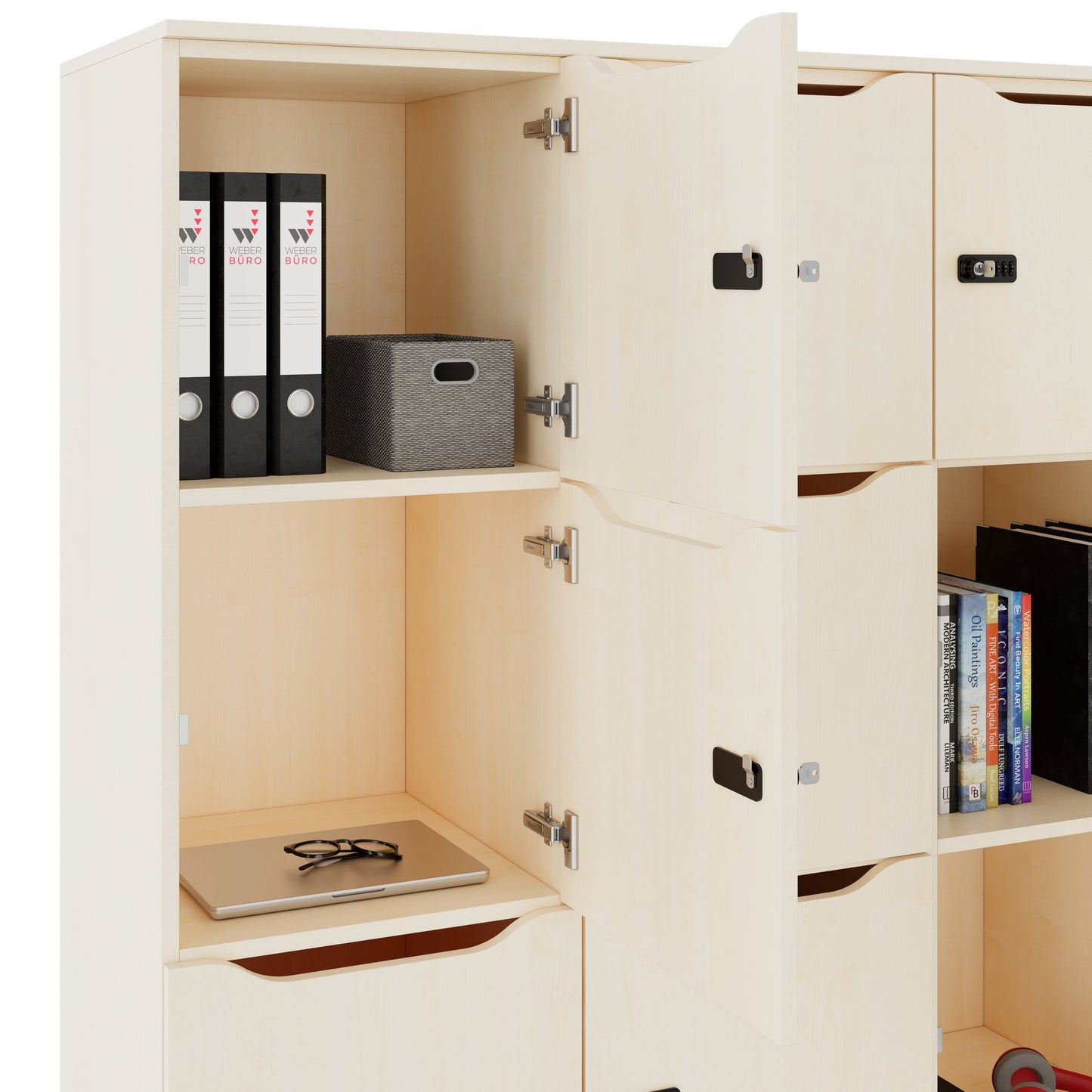 CHOICE Spind | 1804 x 1386 mm, 12 Schließfächer, Ahorn