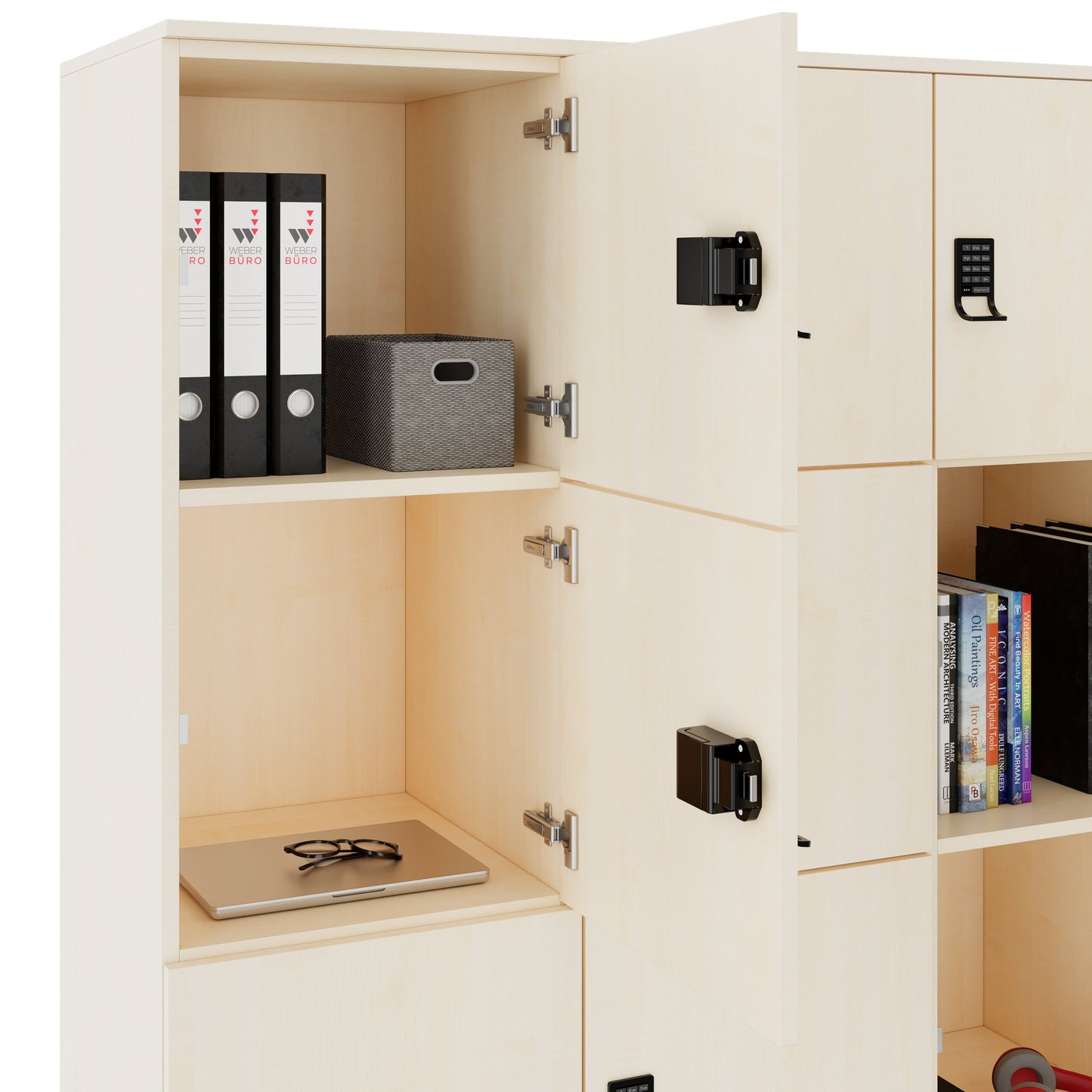 CHOICE Spind | 1804 x 1386 mm, 12 Schließfächer, Ahorn