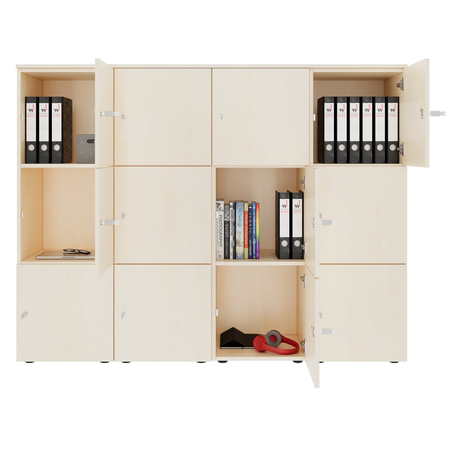 CHOICE Spind | 1804 x 1386 mm, 12 Schließfächer, Ahorn