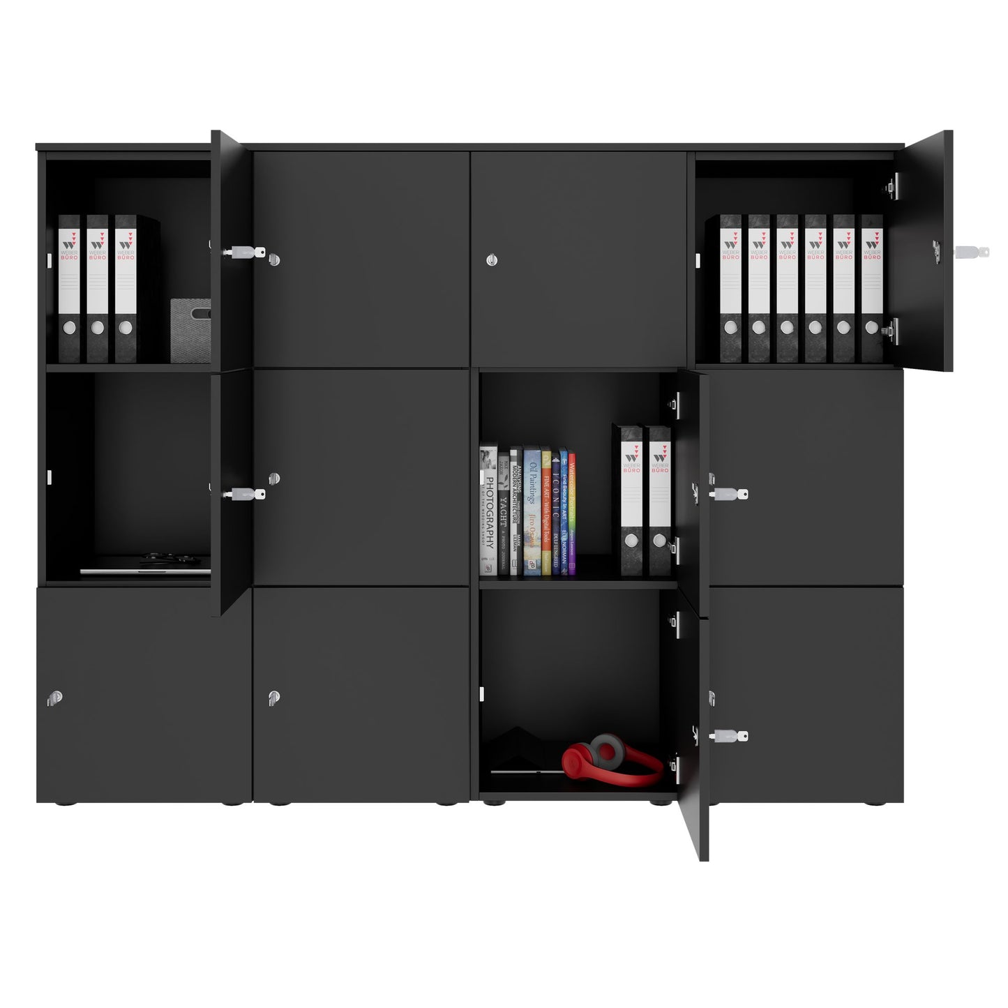 CHOICE Spind | 1804 x 1386 mm, 12 Schliessfächer, Anthrazit