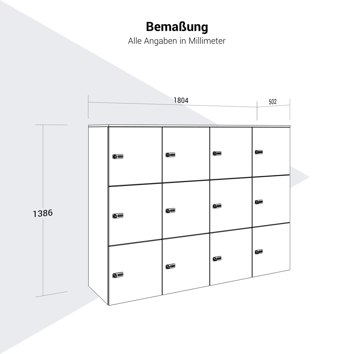 CHOICE Spind | 1804 x 1386 mm, 12 Schliessfächer, Anthrazit