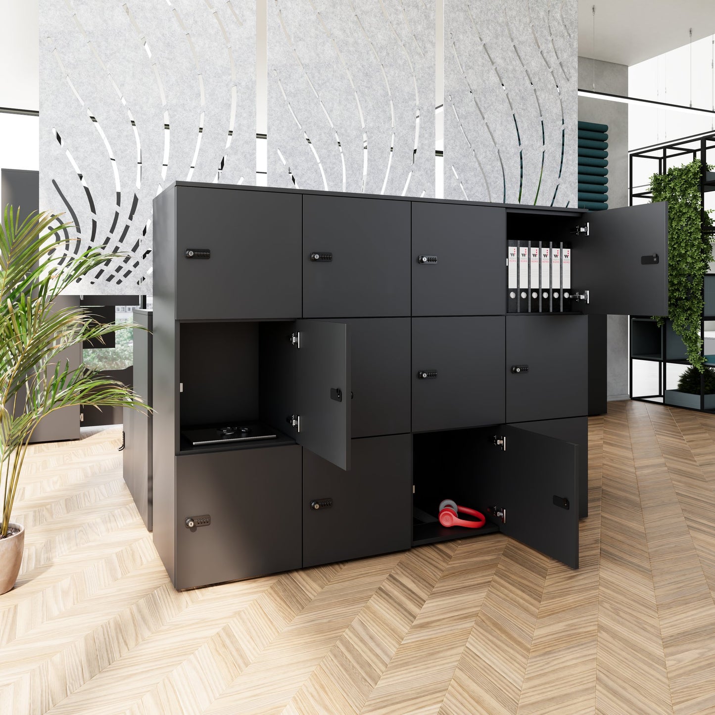 CHOICE Spind | 1804 x 1386 mm, 12 Schliessfächer, Anthrazit