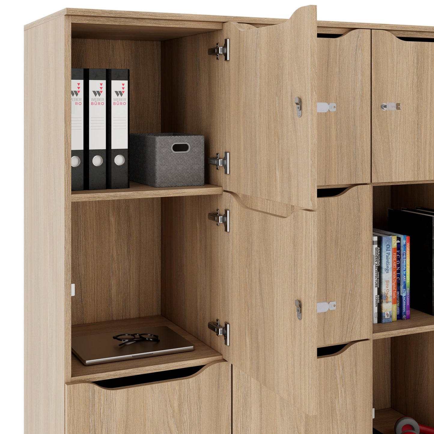 CHOICE Spind | 1804 x 1386 mm, 12 Schliessfächer, Bernsteineiche