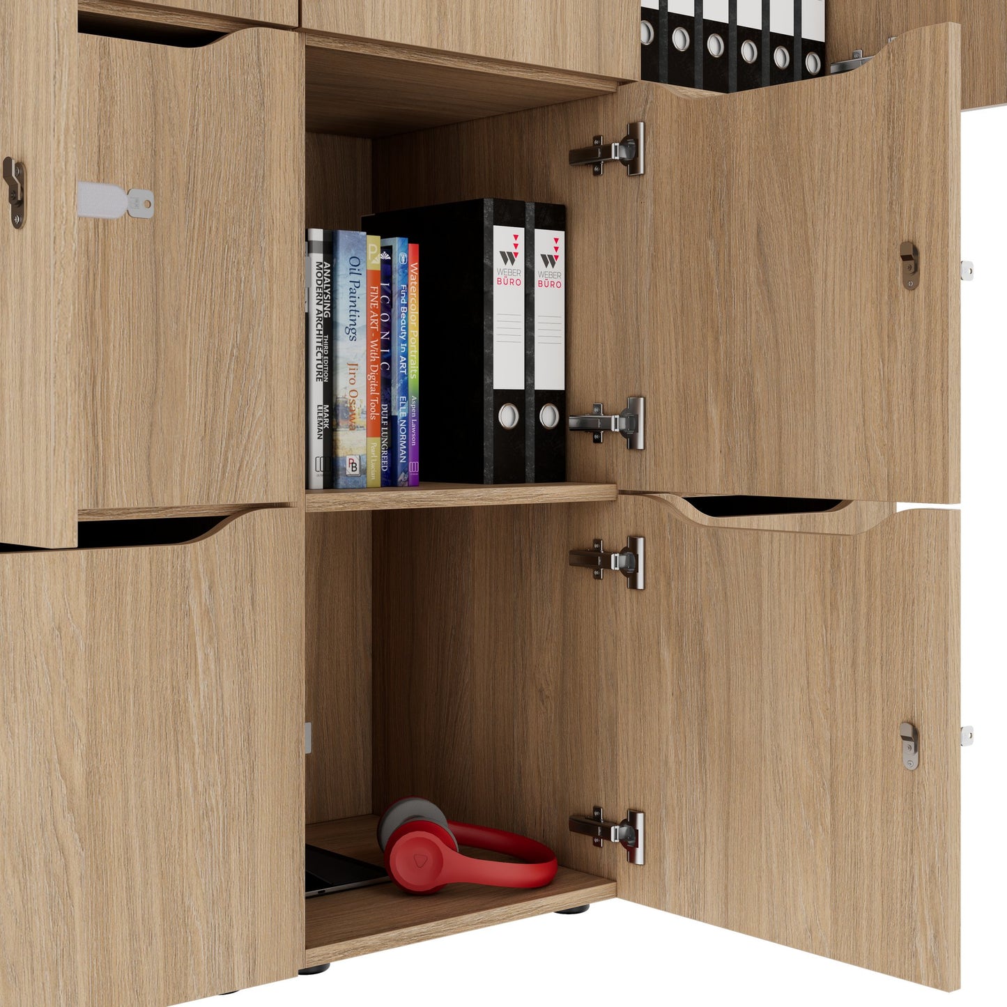 CHOICE Spind | 1804 x 1386 mm, 12 Schliessfächer, Bernsteineiche