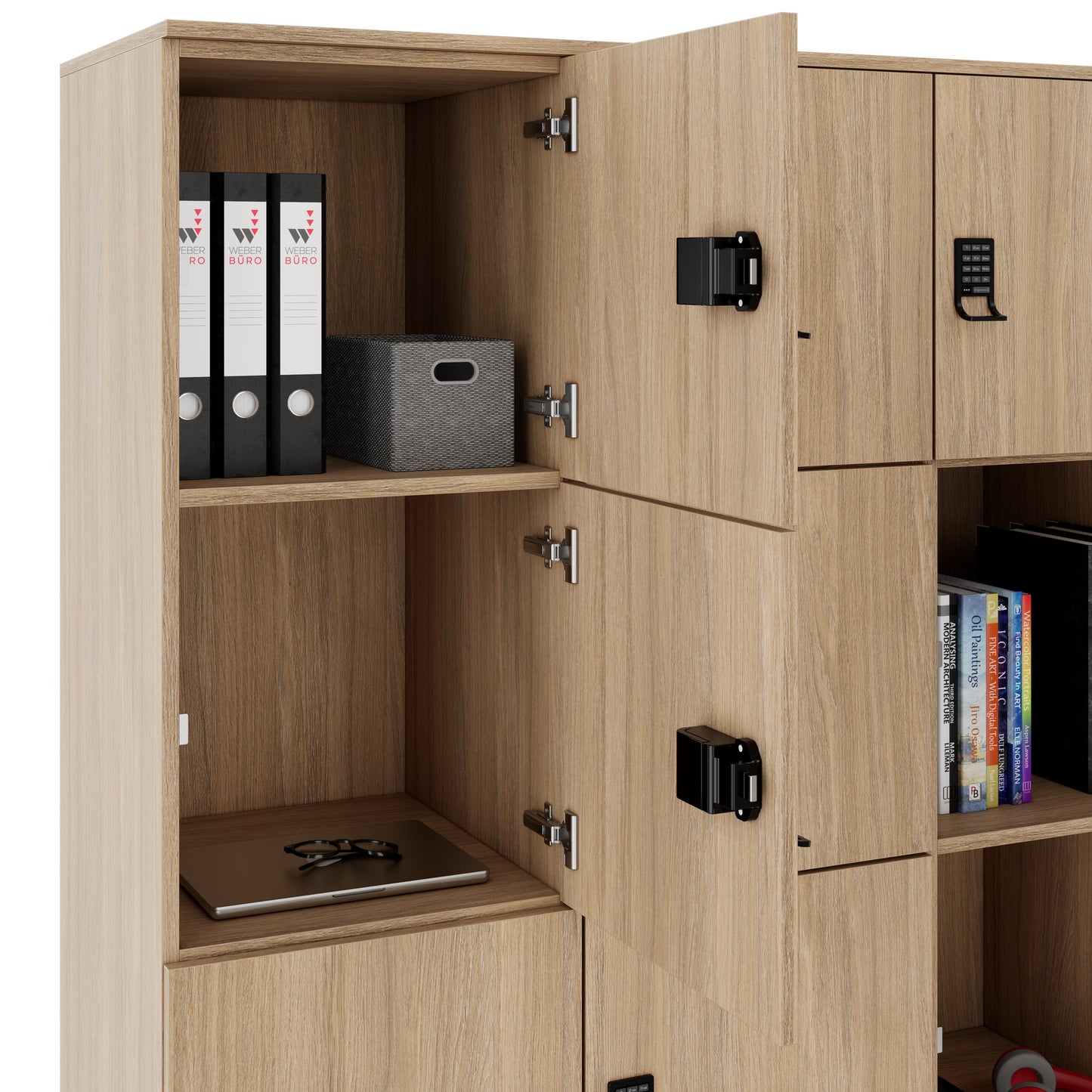 CHOICE Spind | 1804 x 1386 mm, 12 Schliessfächer, Bernsteineiche