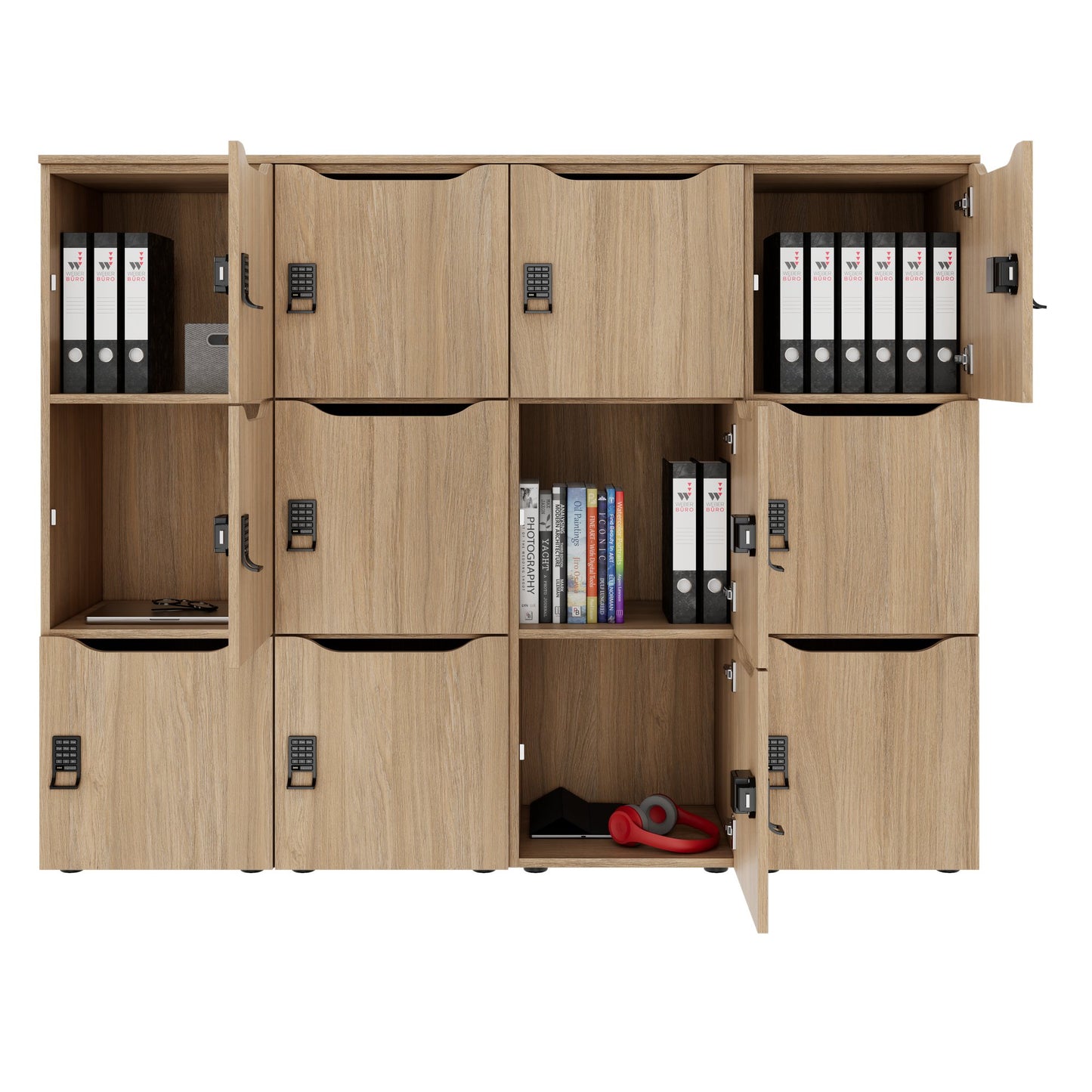 CHOICE Spind | 1804 x 1386 mm, 12 Schliessfächer, Bernsteineiche