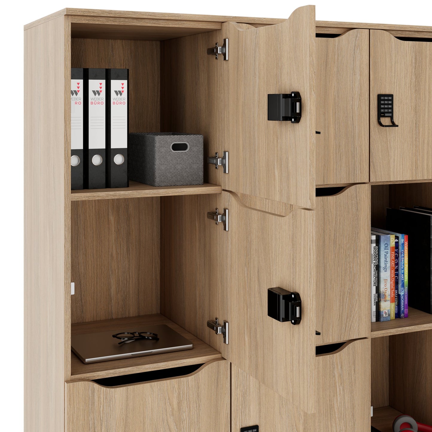 CHOICE Spind | 1804 x 1386 mm, 12 Schliessfächer, Bernsteineiche