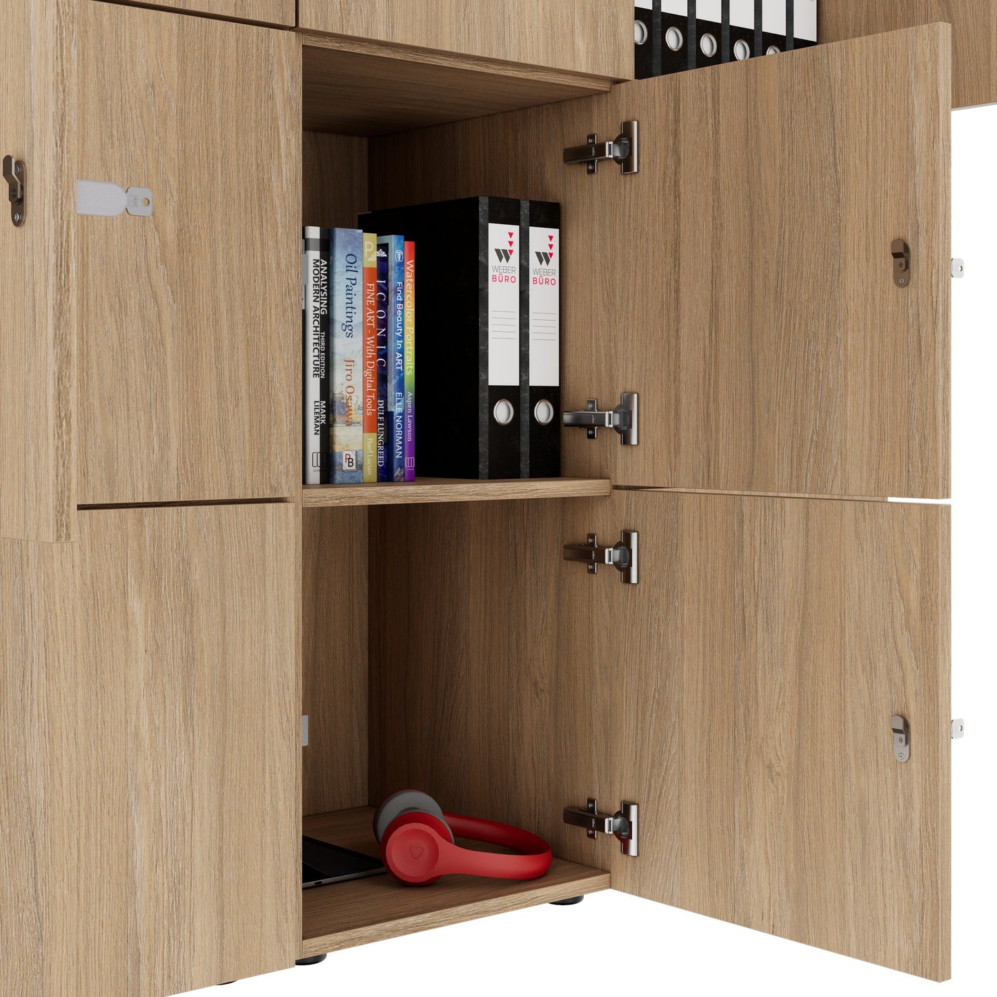 CHOICE Spind | 1804 x 1386 mm, 12 Schliessfächer, Bernsteineiche