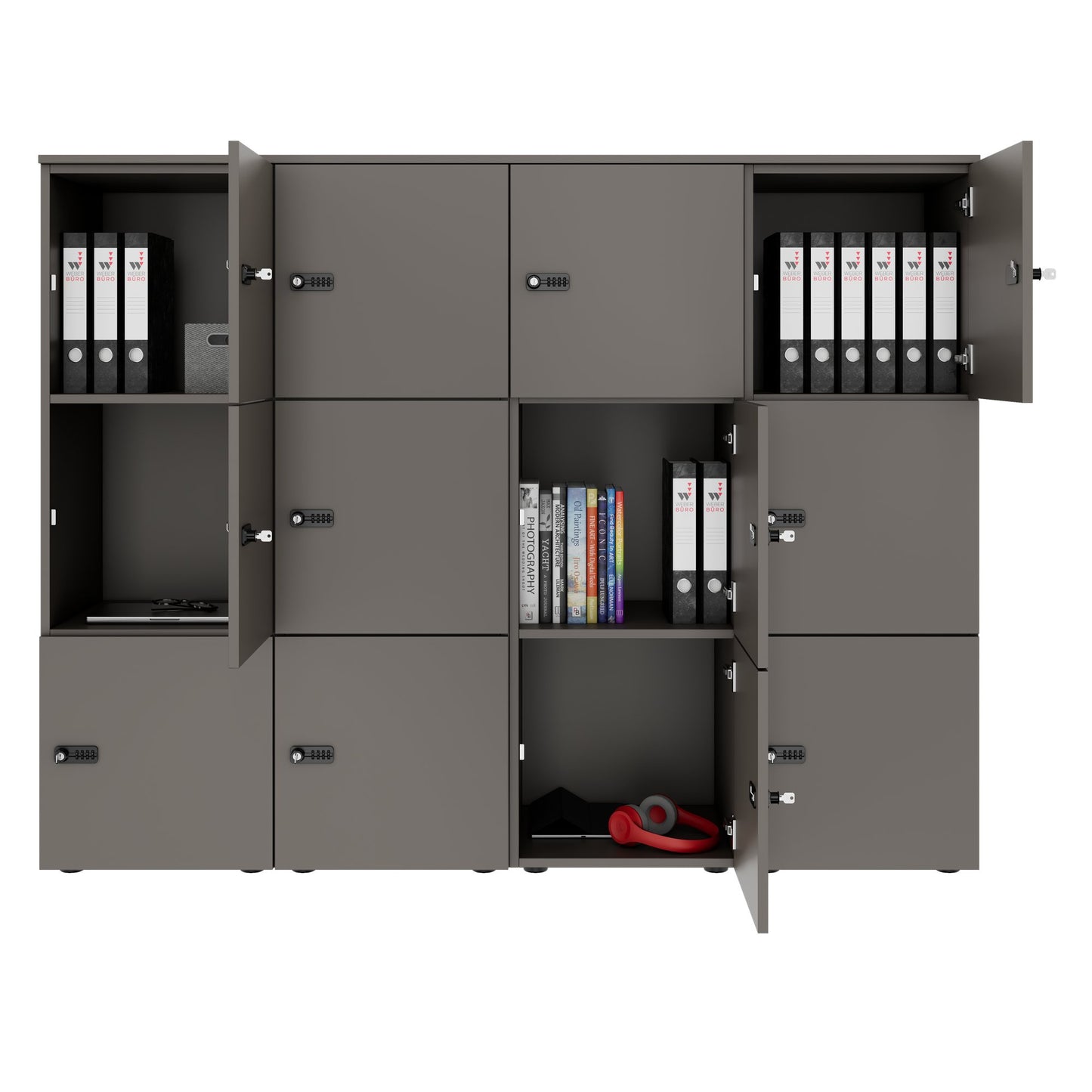 CHOICE Spind | 1804 x 1386 mm, 12 Schließfächer, Cubanitgrau