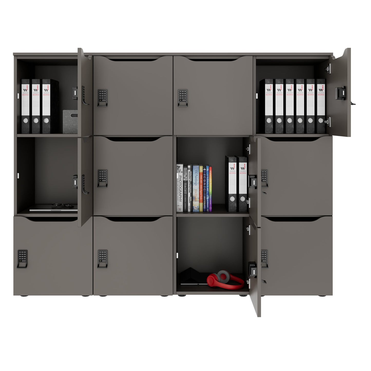 CHOICE Spind | 1804 x 1386 mm, 12 Schließfächer, Cubanitgrau