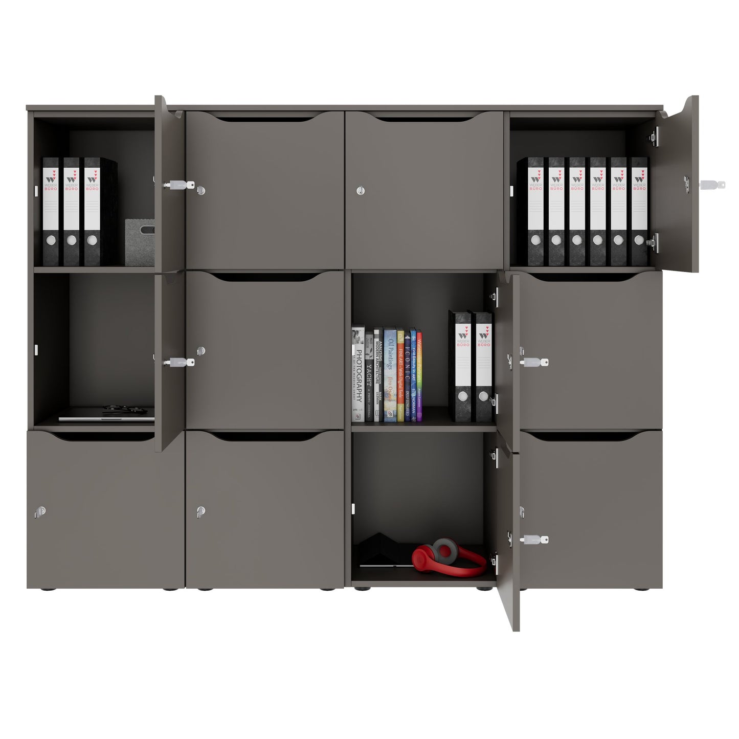 CHOICE Spind | 1804 x 1386 mm, 12 Schließfächer, Cubanitgrau