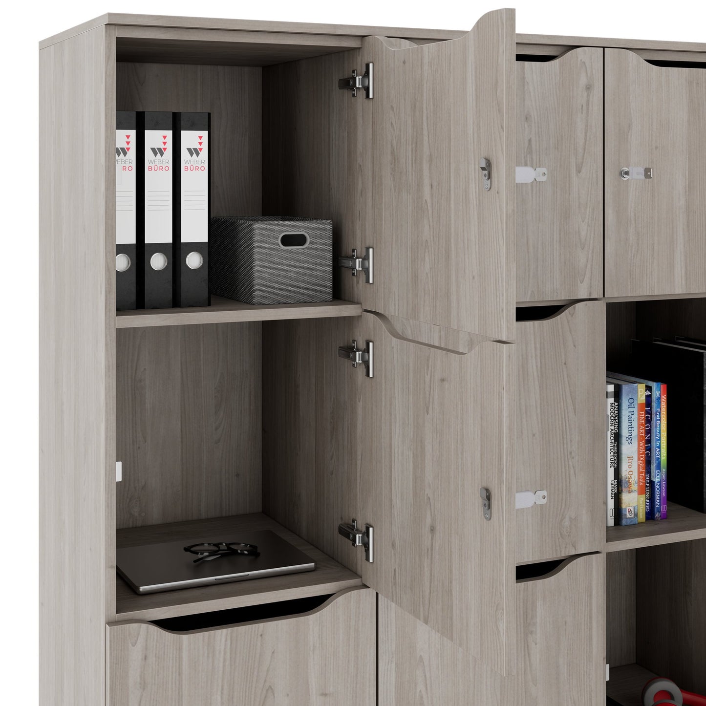 CHOICE Spind | 1804 x 1386 mm, 12 Schließfächer, Nordeiche grau