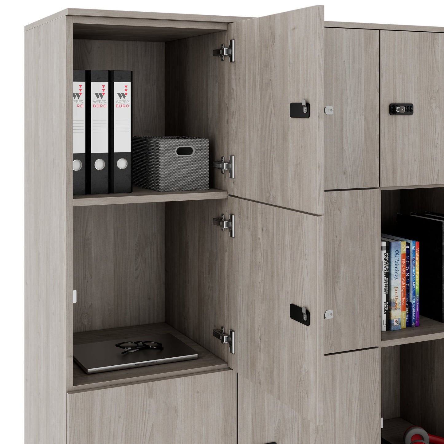 CHOICE Spind | 1804 x 1386 mm, 12 Schließfächer, Nordeiche grau